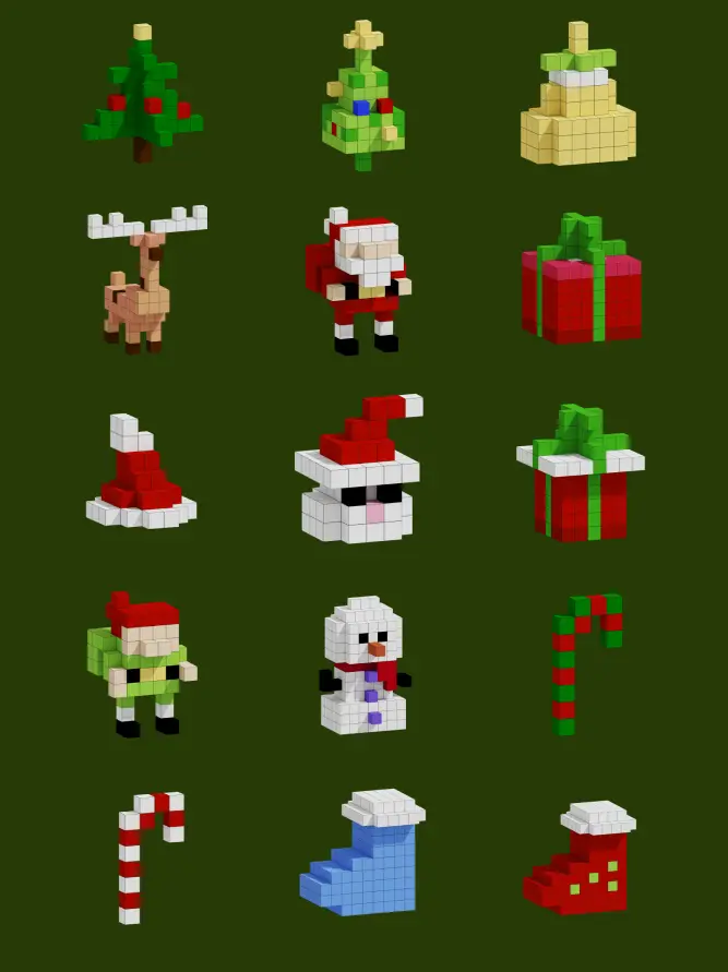 15 Lego-style 3D Christmas Icons