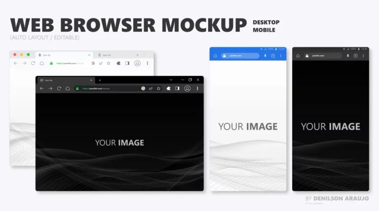 Desktop & Mobile Web Browser Mockups Figma