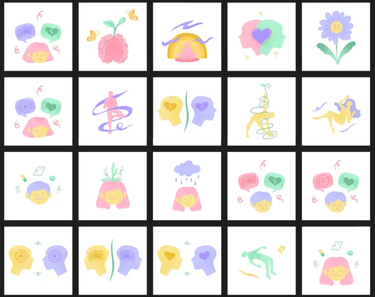 30 Hand-drawn Mental Health and Wellness Illustrations