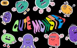10 Adorable Monster Stickers Figma