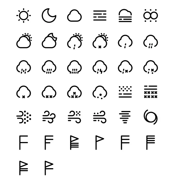 38 Editable Weather Icons Pack Figma