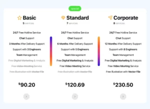 Beautiful Pricing Table Templage For Adobe XD