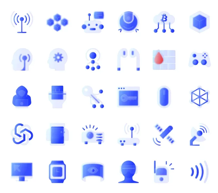 Glassmorphism-style 3D Tech Icons Pack