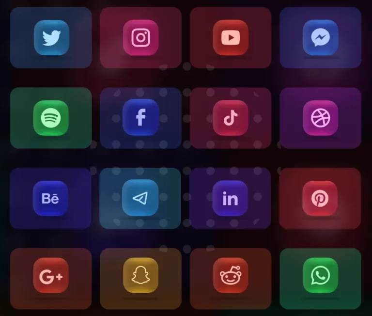 3D Glassmorphism Social Icons