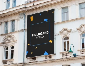 Realistic Outdoor Building Billboard PSD Mockup