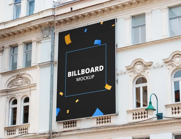 Realistic Outdoor Building Billboard PSD Mockup