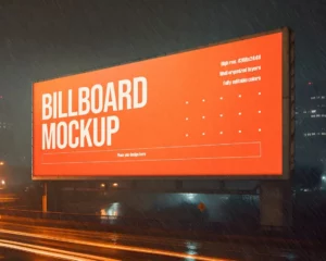 City Night Billboard PSD Mockup