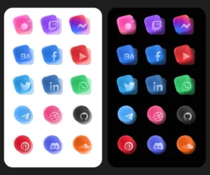 18 Glass Social Icons Figma