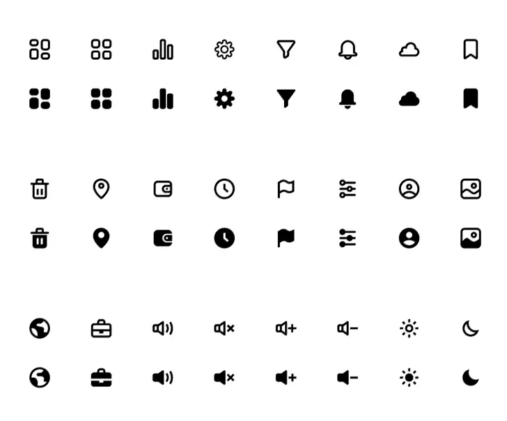 100+ Minimal Clean UI App Icons Figma