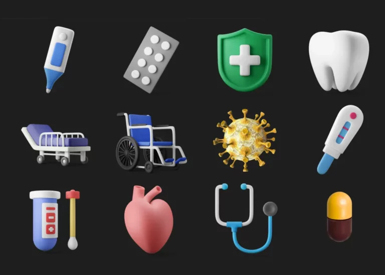 3D Sleek Medical Icons Set Figma