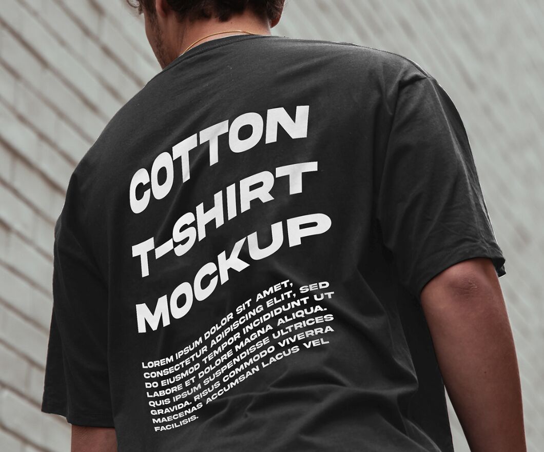 Free Cotton T-shirt (Back) PSD Mockup - TitanUI