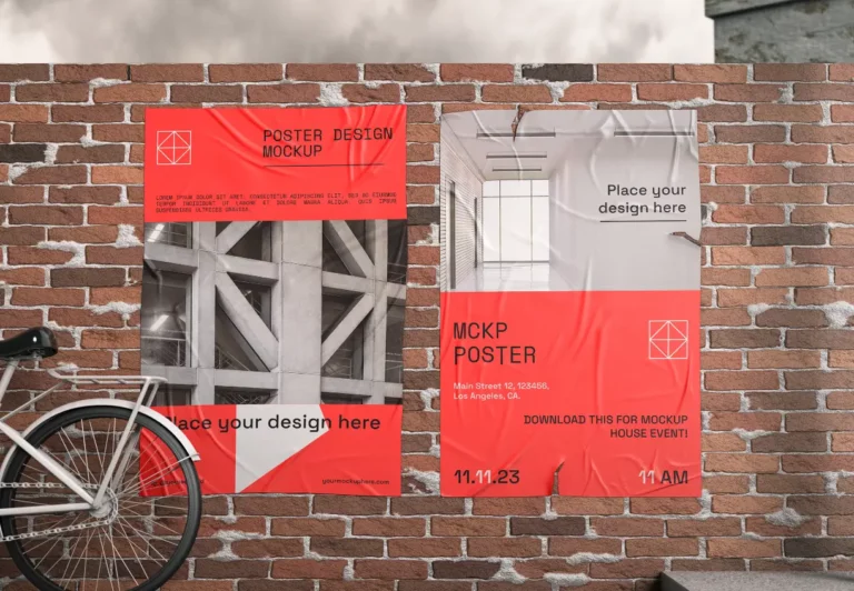 Urban Poster On Brick Wall PSD Mockup
