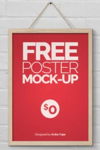 Poster Hanging On The Wall PSD Mockup