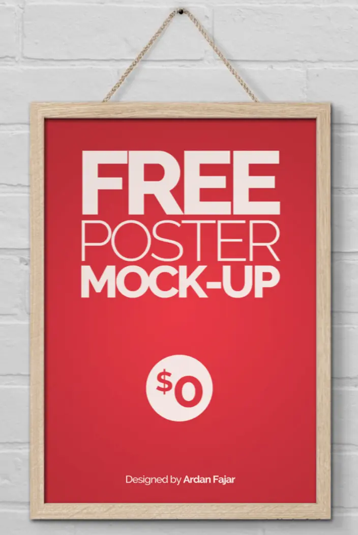Poster Hanging On The Wall PSD Mockup