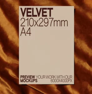 Realistic A4 Paper On Velvet PSD Mockup