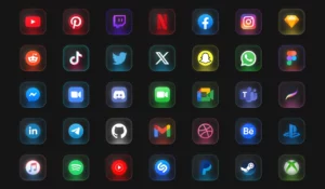 35 Social Media Glass Icons Figma