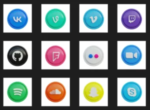 40+ Circular 3D Social Icons Figma