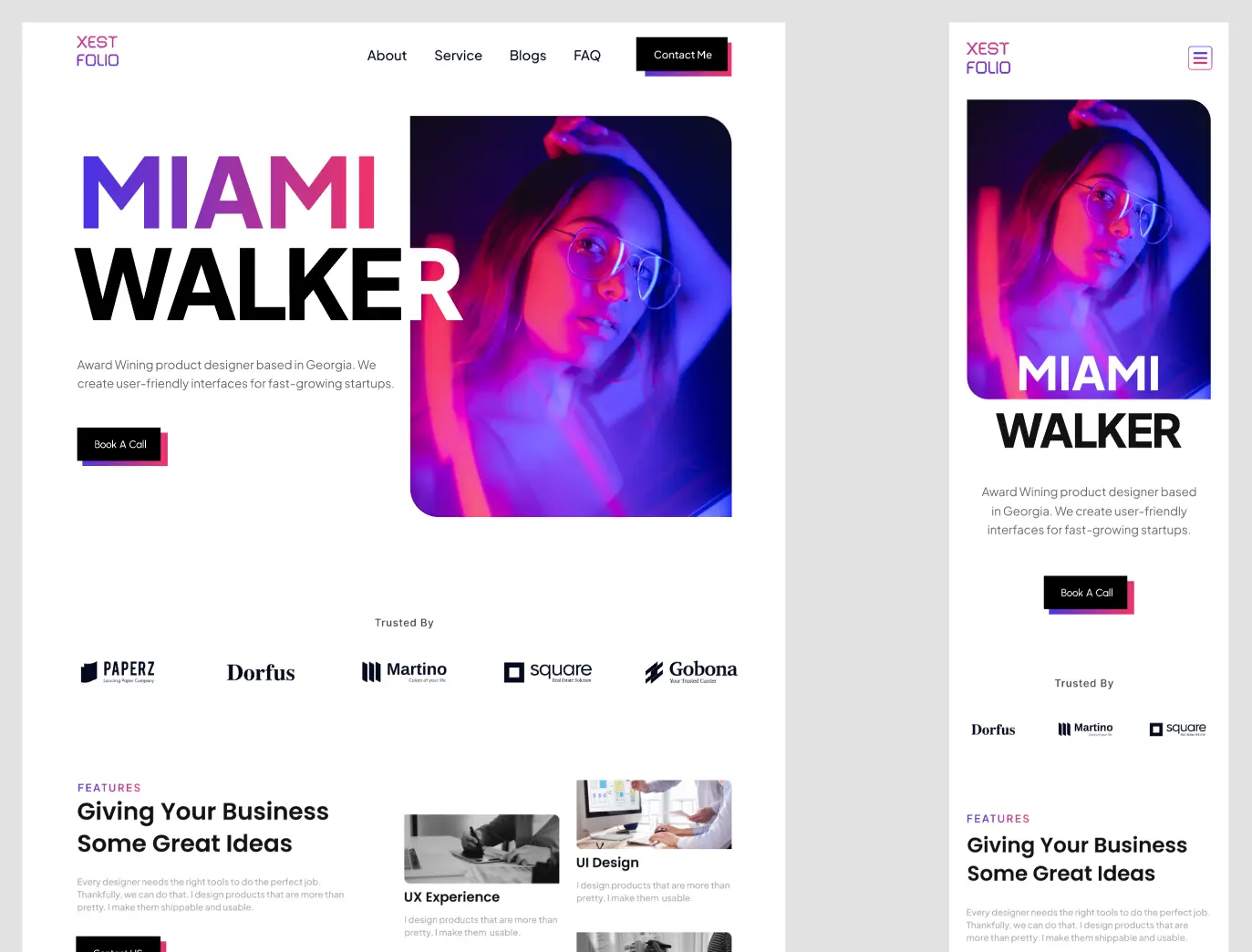 Download Free Modern Portfolio Landing Page Template Figma - Free Figma
