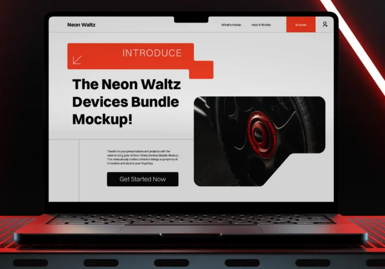 Neon Light MacBook Pro Mockup Figma