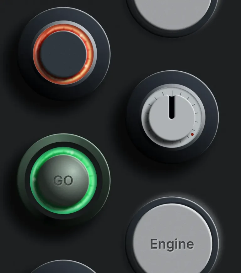 Neumorphic Buttons With 3D Depth And Texture