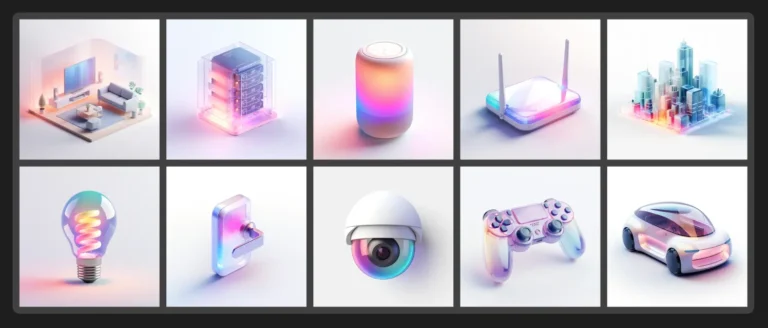 3D Neon Smart Home Illustrations Figma