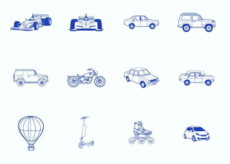Transportation Line Art Icons Pack