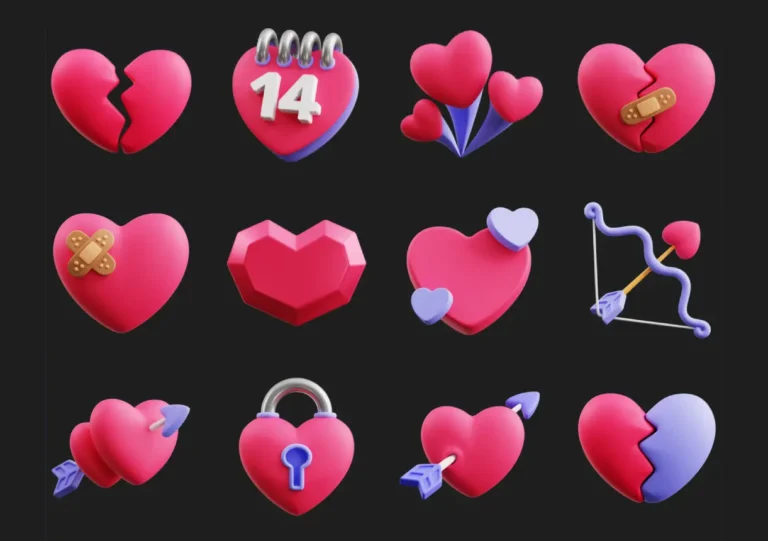 50+ Heart 3D Icons Figma