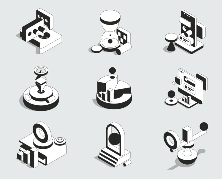 9 Isometric 3D Abstract Illustrations