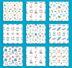 10 Summer Clipart Patterns Vector