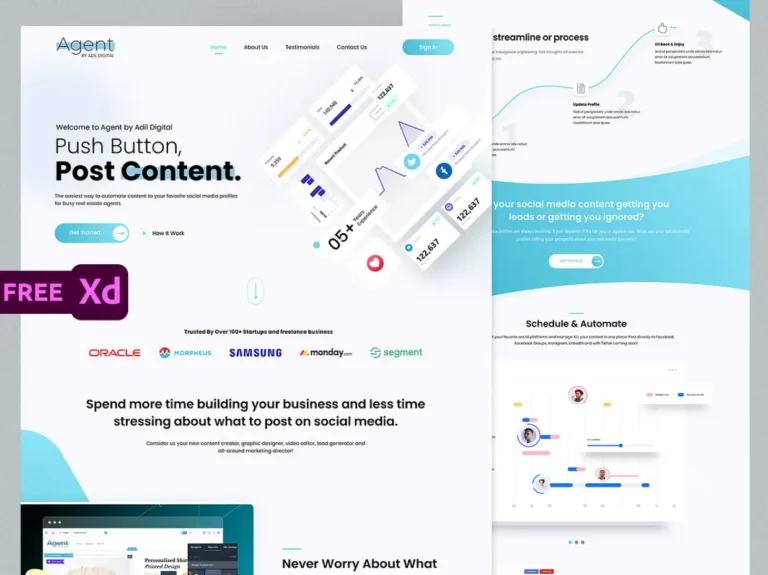 Minimal Agency Landing Page XD Templates