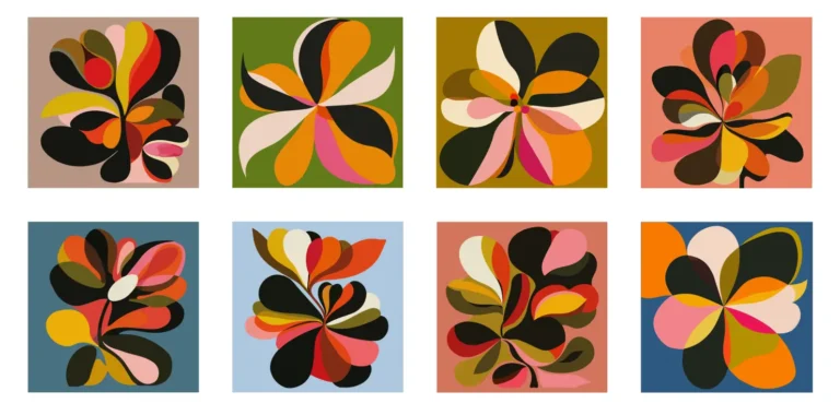 8 Abstract Floral Illustrations