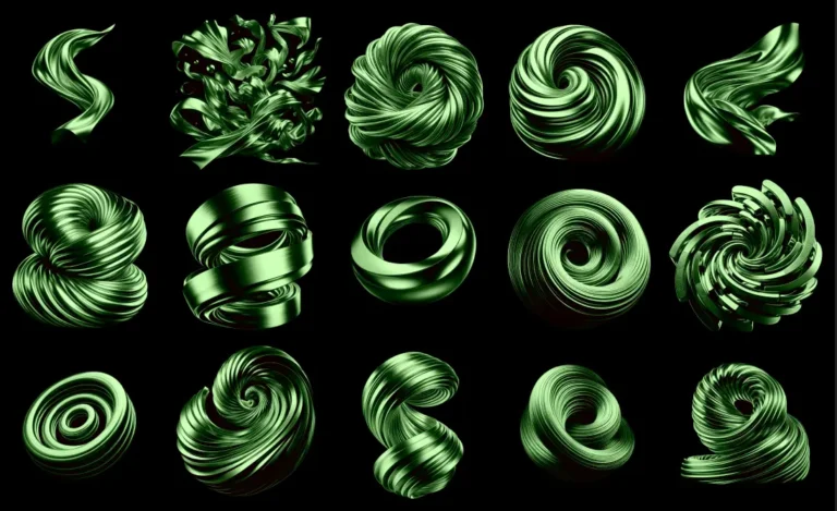 Abstract Metallic 3D Shapes Pack
