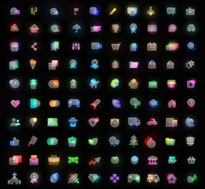 100+ Glassmorphism Style UI Icons Figma