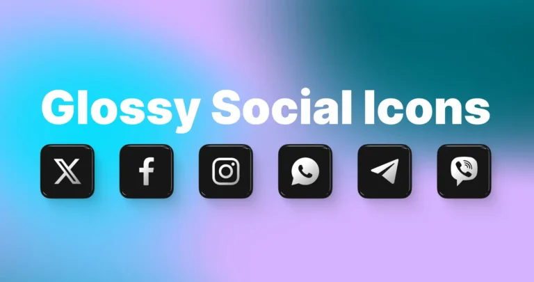 6 Glossy Rounded Social Icons