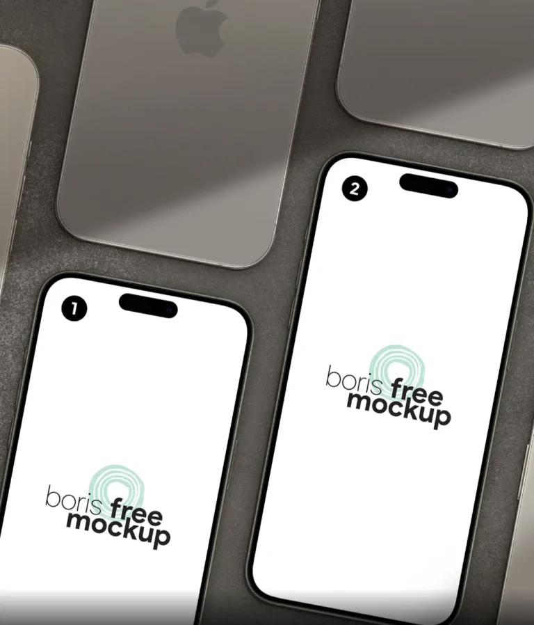 Hi-res Flat iPhone 15 Pro Max Mockup PSD Mockup