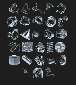 Abstract 3D Metallic Shapes Collection Figma