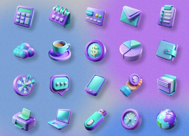 35 Neon Gradient Business Icons