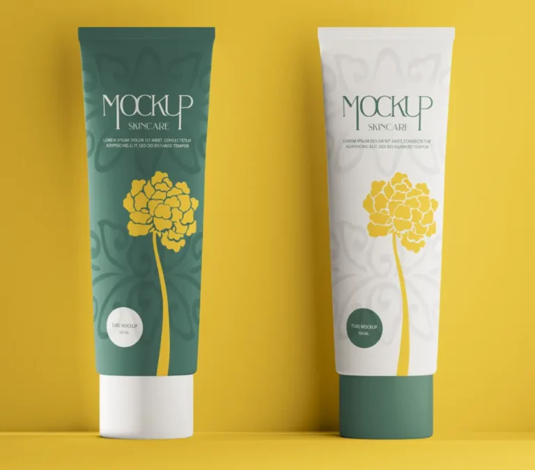 2 Realistic Skincare Tubes PSD Mockup