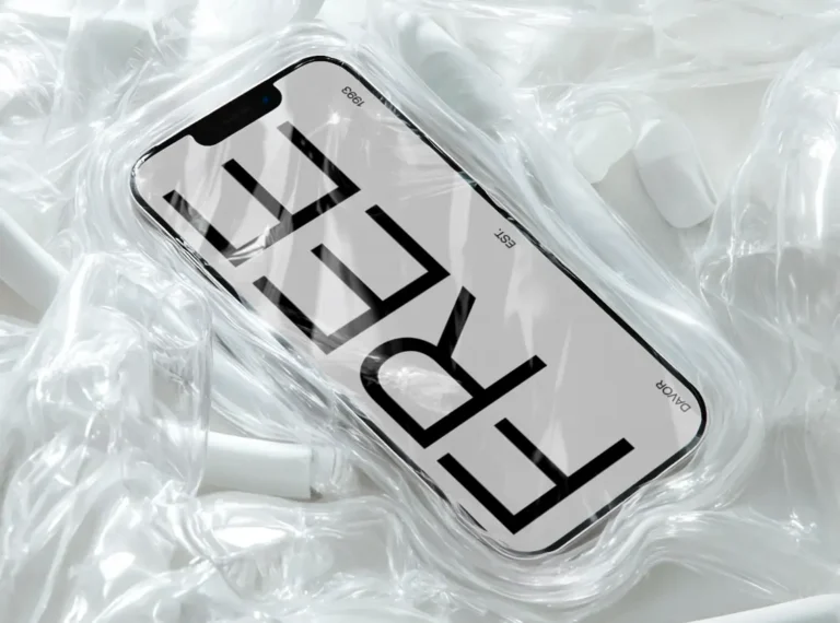 iPhone Wrapped In Plastic PSD Mockup