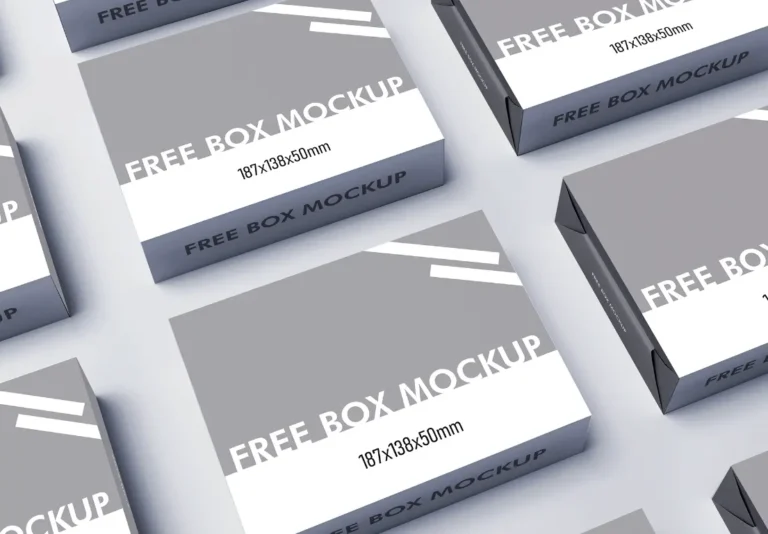 5 Paper Packaging Box PSD Mockups