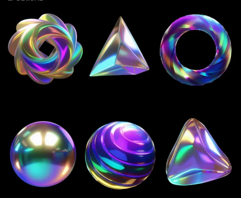 6 Colorful 3D Shapes In PNG