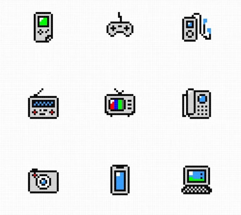 Free Pixel Icons 9 Retro Gadgets