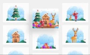 12 Minimal Christmas Illustrations Figma