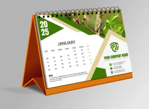 Modern Desk Calendar 2025 PSD Mockup