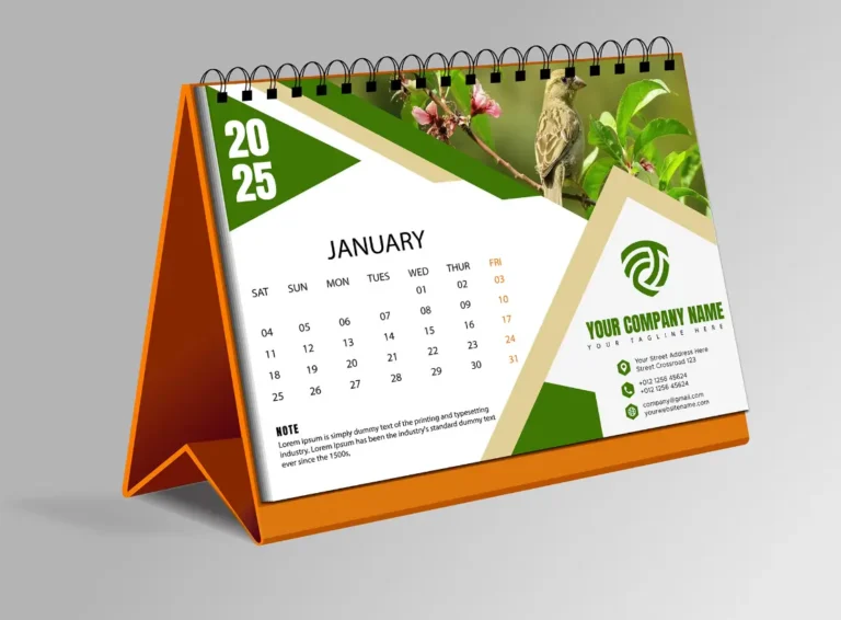 Modern Desk Calendar 2025 PSD Mockup