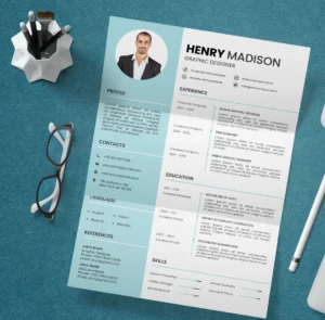 Modern & minimal resume or CV temple