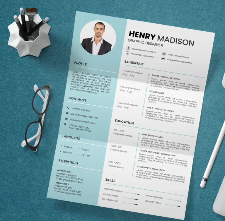 Modern & minimal resume or CV temple