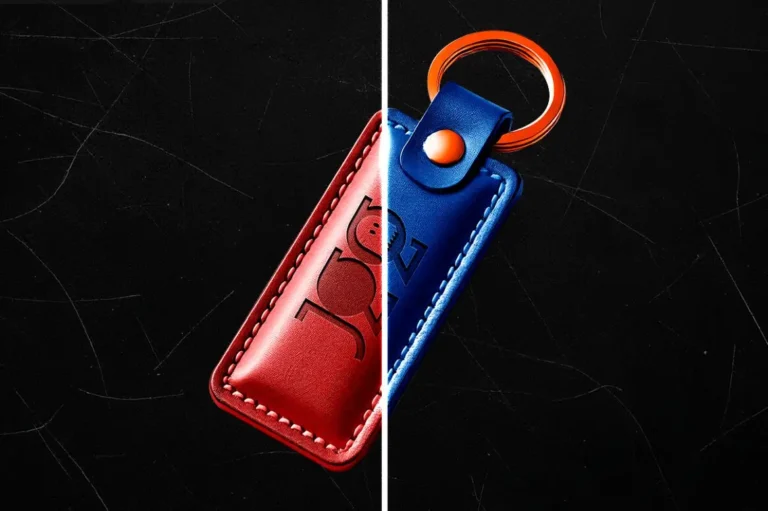 Realistic Leather Keychain PSD Mockup