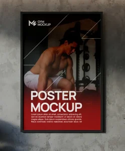 Free Realistic GYM Poster Mockup PSD