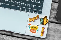Realistic Laptop Sticker Mockup PSD